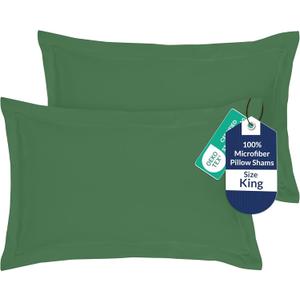 Royale Linens Pillow Shams 2 Pack King Size 20x36 Inch- Brushed 1800 Microfiber - Bed Pillow Shams, Wrinkle Resistant Super Soft and Cozy- Back Overlap Closure - Oxford Pillowcase (King, Hunter Green)
