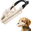 Crazy Felix Nylon Dog Muzzle for Small Medium Large Dogs, Air Mesh Breathable and Drinkable Pet Muzzle for Anti-Biting Anti-Barking Licking (XXXS, Beige)