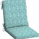 Arden Outdoor Dining Chair Cushion, 20 in x 20 in, Weather-Proof, Rain-Proof, Fade Resistant Patio Cushion for Patio, Dining, or Rocking Chairs 20 x 20, Turquoise Daphne Medallion (20"L x 20"W)