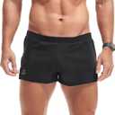 AMY COULEE Mens Cotton Gym Shorts Bodybuilding Lifting Lounge Split Shorts Lightweight Sleep Bottoms (X-Large, Black-unlined)