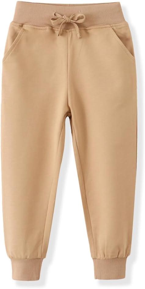 Toddler Boy Girl Cartoon Pattern Sweatpants Cotton Drawstring Elastic Waist Sport Jogger Pants with Pocket Age 2T-7T (4T, Khaki)