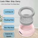 25oz Slow Drink Dog Water Bowl, No Spill Water Bowl for Dogs Cats, Non-Splash No Mess Puppy Kitten Water Feeder, Carried Portable Base for Vehicle Car,Travel,Home (Small/Medium Pets) - Pink