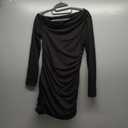 Floerns Women's Elegant Asymmetrical Neck Dress Long Sleeve Ruched Bodycon Dress (Medium, Black)