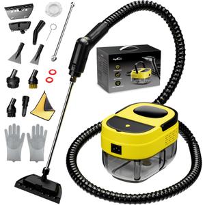 Steam Cleaner,15s Heat-Up,1.6L Tank,3-Level Adjustable Handle,2500W Steamer for Cleaning,Portable Steamer for Cleaning with 16PCS Accessories,Steam Cleaner for Home,Grout,Tile,Couch,Car,Dirt,Grease (Yellow)