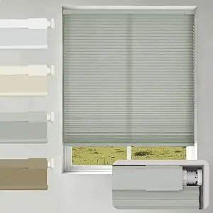 No Drill No Tools Light Filtering Cellular Shades,Cordless Blinds for Indoor Windows,Thermal Insulation Window Shades Honeycomb Blinds for Bedroom,Office,Home,Light Grey,35.5" w x 64" h
