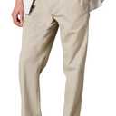 Amazon Essentials Men's Classic-Fit Wrinkle-Resistant Pleated Chino Pant  (52W x 32L, Khaki Beige)