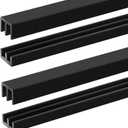 2 Sets 4FT Sliding Door Track for 1/8" Thick Panels Closet Glass Doors Plastic Cabinet Window Sliding Track (Black)
