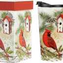 Topadorn Christmas Ceramic Travel Mug Coffee Cup Latte Mug with Lid and Gift Box for Holiday, 17 oz