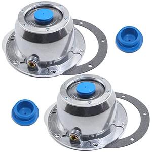 iBroPrat 2pcs 343-4195 Aluminum Hub Cap for Trailer Axle, Replace 3434195 6 Hole Hub Caps with Side Pipe Plugs, Gaskets and Extra 4pcs Blue Rubber Plugs Replaces Stemco 343-4195