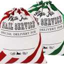 2 Pack Large Embroidered Santa Sack, Personilized Christmas Santa Bags Reusable Large Canvas Gift Bag with Drawstring for Xmas Package Storage and Party Supplies Favors (Signature Christmas)