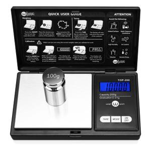 Weigh Gram 200g Digital Pocket Gram Scale 0.01g Accuracy, 200g x 0.01g Mini Digital Grams Scale, Small Food Scale, Jewelry Scale, Ounces Grains Scale With100g Calibration Weight, 200g / 0.01g (Model: TOP-100)