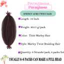 Springy Afro Twist Braiding Hair for Soft Locs, Pre-Separated Marley Hair for Faux Locs, Marley Twist Braiding Hair Afro Twist Crochet Hair For Black Women (16Inch, T350)
