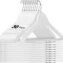HOUSE DAY White Wooden Hangers 30 Pack, Solid Wood Hanger with Non Slip Pant Bar, Heavy Duty Wooden Coat Hanger for Closet, Smooth Finish Wood Clothes Hangers for Shirts, Suits Jackets, Dress