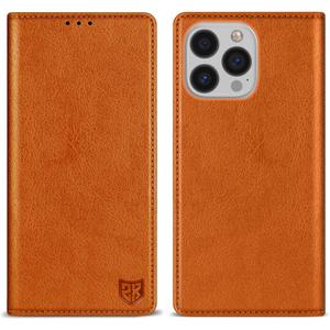 ZZXX for iPhone 13 Pro Wallet Case with [RFID Blocking] Card Slot Stand Strong Magnetic Leather Flip Fold Protective Phone Case for iPhone 13 Pro Case Wallet(Brown-6.1 inch)