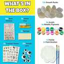 JOYEZA Rock Painting Kit Deluxe, Arts and Crafts for Girls Boys Age 6+, 12 Rocks Tween Gift Art Set, Waterproof Paints, Craft Kits Art Supplies, Kids Crafts Ages 6-8, Kids Activities 6 7 8 9 10 (Original)