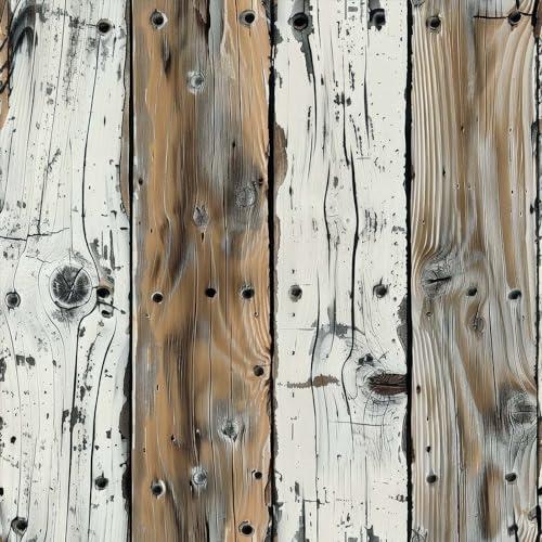 FLFK Rustic Wood Wallpaper Peel and Stick Wood Grain Shiplap Design Wall Paper for Living Room Bedroom Kitchen Office Apartment Decor 16" x 64"