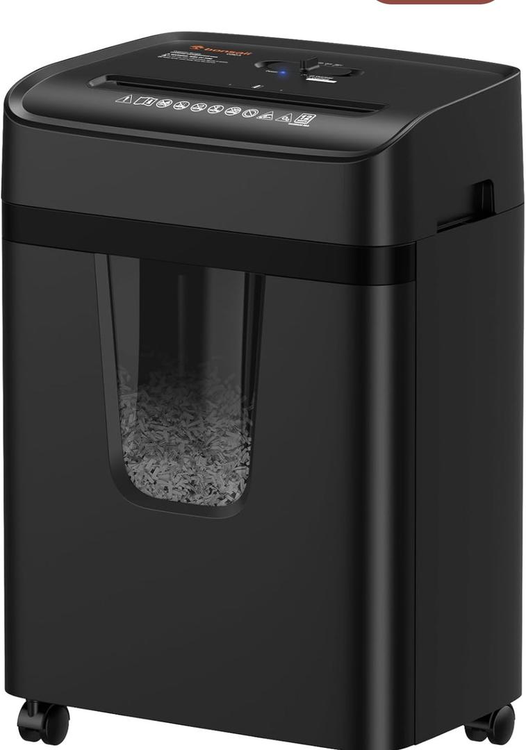 Bonsaii 12 Sheet Paper Shredder for Home Office, Heavy Duty Cross Cut Shredder with 5.5 Gal Pullout Bin, Home Shredder for CDs/Credit Card/Document/Mail, P-4 Security Level