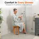Round 16 Inch Bamboo Waterproof Shower Bathroom Stool Chair, Duty Wooden Bath Corner Shaving Legs Bench Seat (Honey Bamboo, XL)