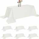 6 Pack Rectangle Tablecloth 90 x 156 Inches Ivory Table Cloth Stain and Wrinkle Resistant Washable Polyester Fabric Table Cover for Party, Wedding and Banquet Decoration