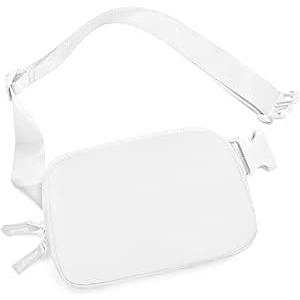 Belt Bag for Women Two-Way Zipper Cross Body Fanny Pack Fashion Waist Packs Everywhere Belt Bag with Adjustable Strap Gifts for Teen Girls Women Men (White)