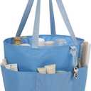 Mesh Shower Caddy Portable, Travel Toiletry Bag for Women Men, Large Capacity Shower Bag Quick Dry Bathroom Bag for Dorm, Gym, Bathroom, Camping, Beach, Swimming, Traveling, Blue (Medium)
