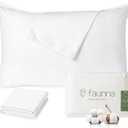 FAUNNA 100% Cotton Pillow Protectors, Bed Bug Proof, Hypoallergenic, Featuring Antimicrobial Product Protection for Enhanced Freshness, - Premium Breathable Zippered Protectors (Queen Size, 4 Pack)