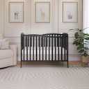 Dream On Me Chelsea 5-In-1 Convertible Crib In Black, JPMA Certified, 53"L x 29"W x 38"H