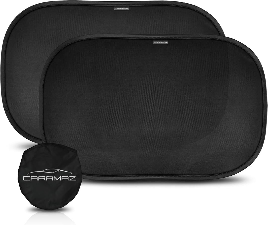 CARAMAZ Car Window Shade for Baby with Certified UV-Protection 2 Pack - 20"x12" (Black)