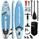 Marsdorgan 11'x34 Inflatable Paddle Board for Adults Youth, Extra Wide 430LBS Capacity SUP, Stable 2-3 Person Family for Lake Ocean Fishing, Complete Kit w/Pump & Backpack, Ice Blue