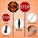 Kanayu 1 Pcs 18x18 Inch Double Sided Stop/Slow Paddle Signs Reflective Stop Slow Sign Flagger with Telescopic Pole Handheld Guard Paddle for Road Traffic Construction, 18'' Paddle Sign 60" Pole