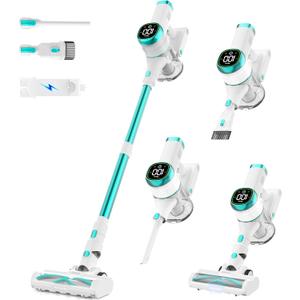 Tikom V500 Cordless Vacuum Cleaner for Home, 40000Pa/450W Stick Vacuum with LED Touch Screen, Charging Wall Dock, Anti-Tangle, Lightweight Handheld Vacuum for Pet Hair, Hard Floor, Carpet, Blue