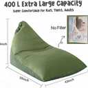 Stuffed Animal Storage Bean Bag Chair Cover for Kids (No Filler), 400L Extra Large Premium Velvet Lazy Sofa Cover, Washable Ultra Soft Triangular Bean Bag Chair Cover Double Green, X-Large(cover only)
