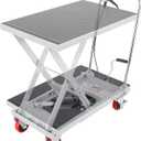 VEVOR Hydraulic Lift Table Cart, 500lbs Load Capacity 28.5 Inch Lifting Height, Manual Single Scissor Lift Table with 4 Wheels and Non-Slip Pad, Hydraulic Scissor Cart for Material Handling, Gray