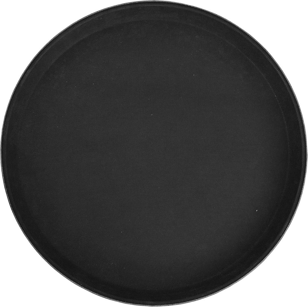 Winco Round Fiberglass Tray with Non-Slip Surface, 16-Inch, Black (15.9")