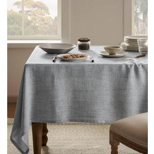 Linen Tablecloth for Rectangle Table 54x108 Inch Grey, Farmhouse Style Grey Tablecloth, Water Resistant Burlap Tablecloths for Dining Table Farmhouse Kitchen