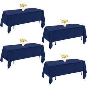 2 Pack Navy Blue Rectangle Polyester Tablecloth 60x102 Inch Washable Polyester Table Cover for Wedding Dining Table Buffet Parties Banquet Decor