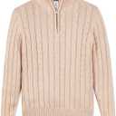 Kid Nation Boys Sweater 100% Cotton Quarter Zip Sweater Kids Cable Knit Casual Pullover (Previously Amazon Essentials), Size: 10-12 Years