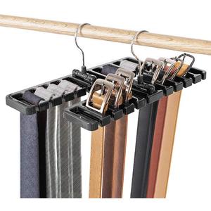DIOMMELL 2 PCS Belts Rack, Storage Organizer, Hanger, Holder - Closet tie Racks Hangers Sturdy for Men Women, Black