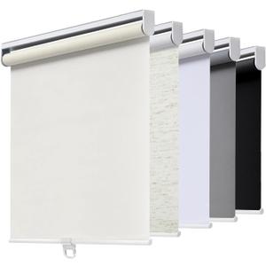 AOSKY Cordless Roller Shades Blackout Blinds for Windows Room Darkening Rolled Up Shades with Spring System, UV Protection Window Shades Door Blinds for Home and Office (35.5" W x 64" H, Ivory)