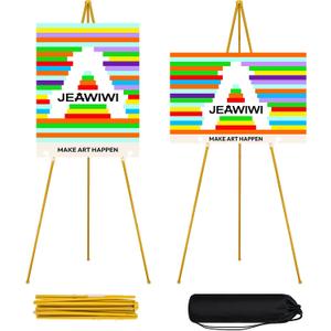 JEAWIWI 2PCS Golden Easel Stand for Wedding Sign Stand, 66 Inch Adjustable Metal Easels for Display, Portable Folding Easel for Wedding, Display Show, Arts, Poster with Portable Bags