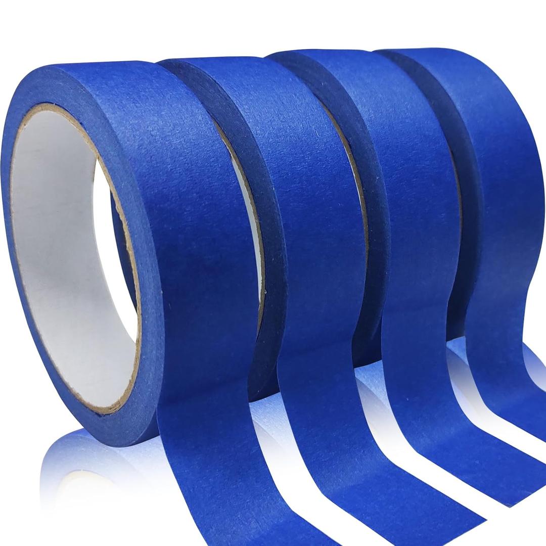 4 Rolls Premium Painters Tape, Blue Tape, Masking Tape, Paint Tape for Multi-Purpose, Painting, Painter's, DIY Crafts Arts (88yd =0.94IN*22yd*4) Decoration Labeling No Residue, Easy Removal
