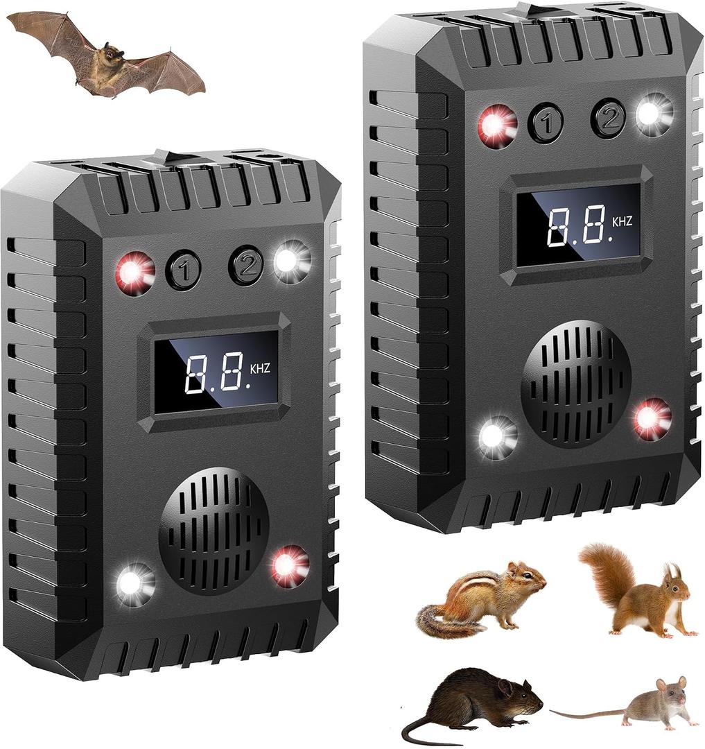Ultrasonic Car Rodent Repellent, Car Mouse Repellent Plug in Battery Operated, Ultrasonic Rodent Repellent for Car Engine, Effective Mouse Deterrent Keeps Rats and Mouse Traps for Car,Attic,Barn 2 PCS