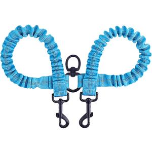 BAOBOTE Pet Double Dog Leash, Shock Absorbing Reflective Bungee Lead Walk 2 Dogs with Ease, 360° Swivel No Tangle Double Dog Walking & Training Leash, Dual Dog Leash for 6-120lbs Dogs (Blue)