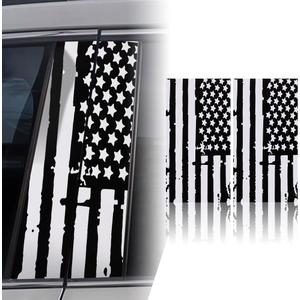 XhuangTech 1 Pair USA Flag Car Center Pillar Decals - HD Printed American Flag Vinyl B-Pillar Stickers, Personalized Stars & Stripe Pattern DIY Auto Vehicle Door Pillar Sticker Decal (Black)