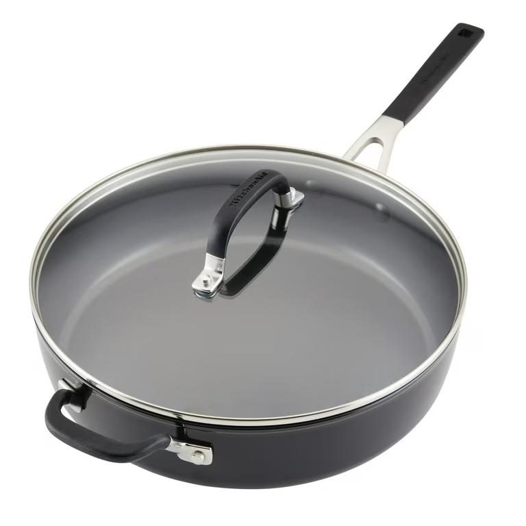 KitchenAid Hard Anodized 5 Qt Nonstick Saute Pan with Lid, Onyx Black