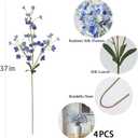 mizii 4Pcs Blue Pear Blossom Artificial Flower 37" Fake Silk Flowers with Stem Faux Flowers Bouquet for Vase Table Centerpieces Arrangements Home Decor Wedding Decorations (Blue)