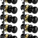 Passage Door Knobs, 10 Pack Matte Black Door Knobs, Hallway Closet Non-Locking Interior Doorknobs, Round Door Handles Keyless Reversible for Left/Right Handed Doors