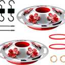 2 Pack Hummingbird Feeder Base Replacement Part Accessories Set - Includes 2 Pcs Bottom Base, Moat Hooks, Seal Rings, Brushes and Hanging Ropes (2, Silver-2)