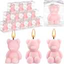 Hoolerry 30 Pcs Baby Shower Favors Mini Bear Candles Party Favors with Boxes Handmade Bear Shaped Candles Bulk for Baby Shower Boys Girls Wedding Gender Reveal Party Guest (Light Pink)