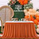 QueenDream Chiffon Table Skirt for Wedding Decorations - 6ft Terracotta Sheer Tablecloth for Baby Shower Birthdays Party Home Cake Table Decorations 2 Layer